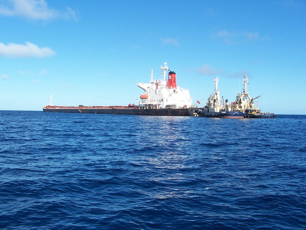 The Shen Neng 1, 50km off the coast of Bundaberg. Photo: Bundaberg Volunteer Marine Rescue The Shen Neng 1, 50km off the coast of Bundaberg. Photo: Bundaberg Volunteer Marine Rescue